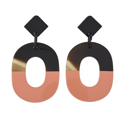 Lot 462 - Hermes, a pair of Isthme lacquered horn drop earrings.