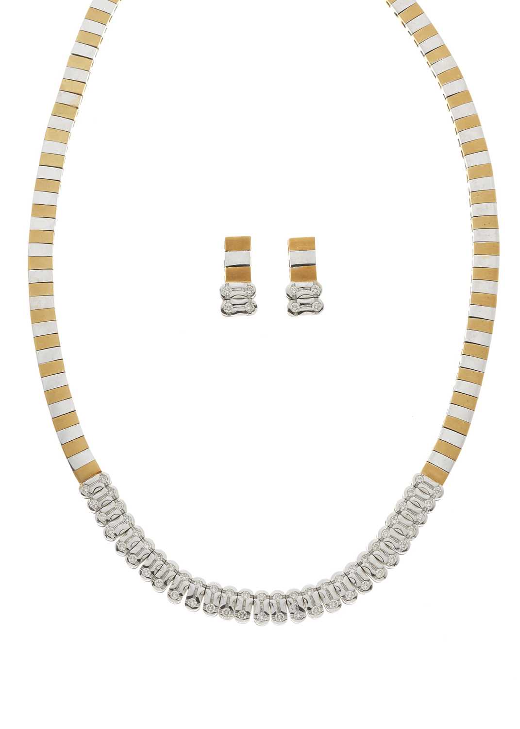 Lot 59 - A set of 18ct bi-colour gold diamond jewellery
