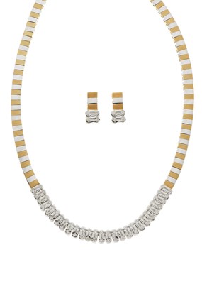 Lot 59 - A set of 18ct bi-colour gold diamond jewellery
