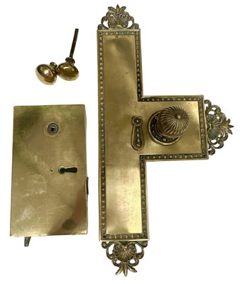 Lot 129A - A 19th century brass door knob and back plate,...
