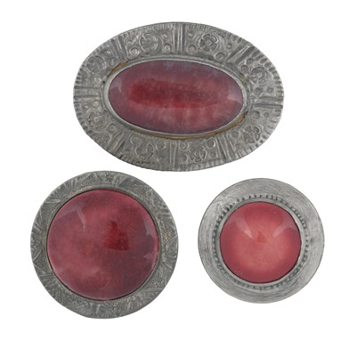 Lot 301 - Ruskin, three Arts and Crafts metal mounted...
