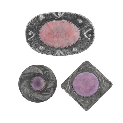 Lot 309 - Ruskin, three Arts and Crafts metal mounted...