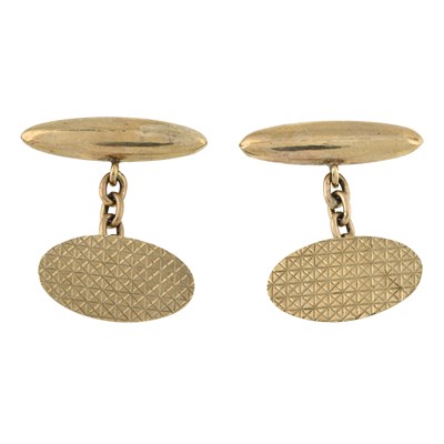 Lot 234 - A pair of 1960s 9ct gold oval cuffinks