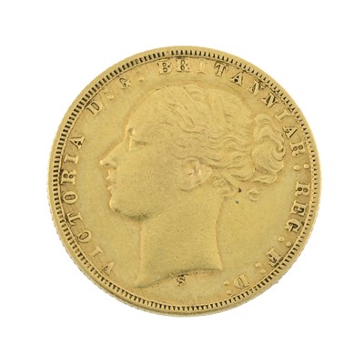 Lot 280 - An 1872 22ct gold full sovereign coin