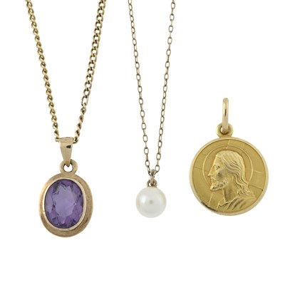 Lot 270 - Three pendants and two chains