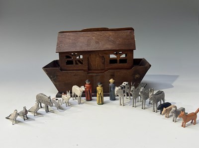 Lot 185 - A wooden Noah's Ark, early 20th century, with...