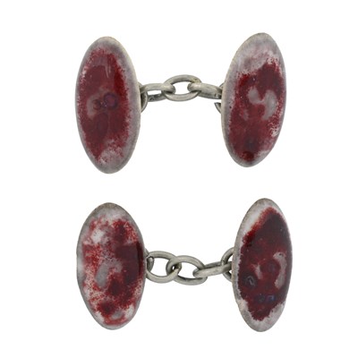 Lot 290 - Ruskin, a pair of cabochon Arts and Crafts...