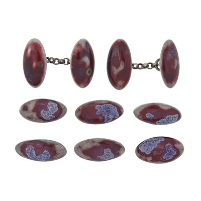 Lot 289 - Ruskin, a pair of cufflinks and six buttons,...