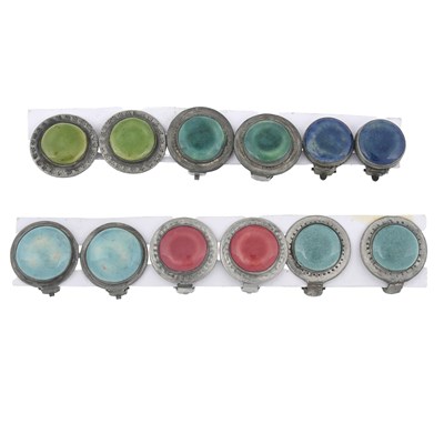 Lot 295 - Ruskin, Arts and Crafts metal mounted clip-on...