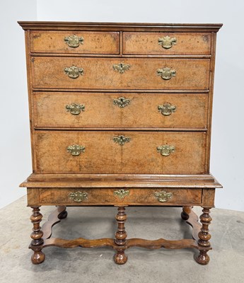 Lot 458 - An early 18th century burr walnut chest on...