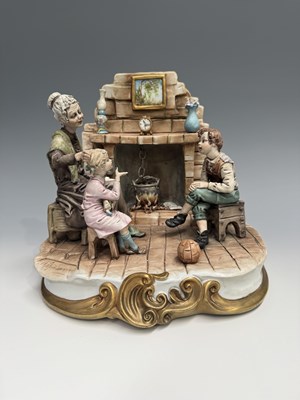 Lot 65 - A large hand painted Capodimonte figure group,...