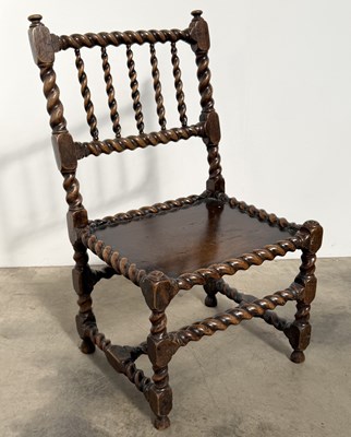 Lot 459 - A 17th century style walnut spiral twist chair,...