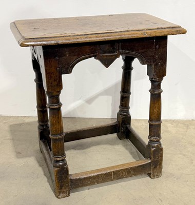 Lot 450 - A 17th century oak joint stool, rectangular...