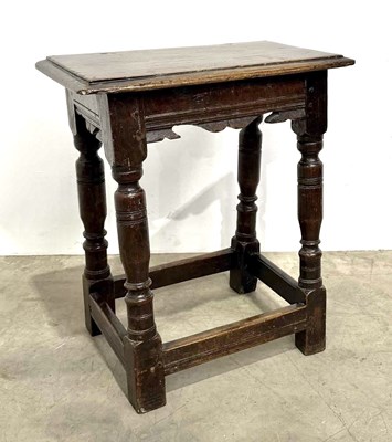 Lot 451 - A 17th century and later oak joint stool, a...