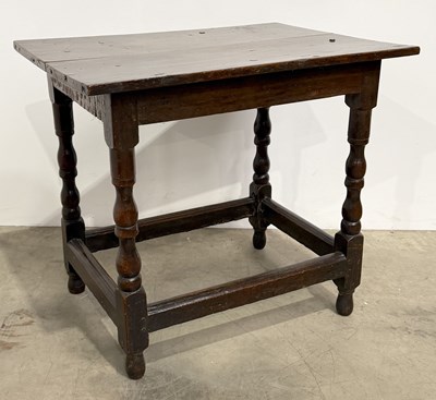 Lot 437 - A late 18th century low joined oak side table,...