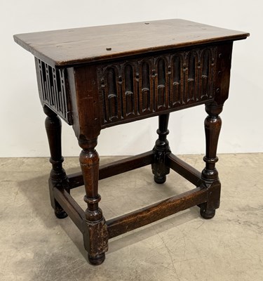 Lot 448 - A 17th century and later oak joint stool, a...