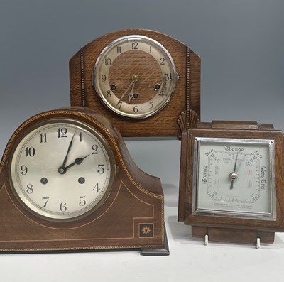 Lot 34 - A collection of mantle clocks and barometer...