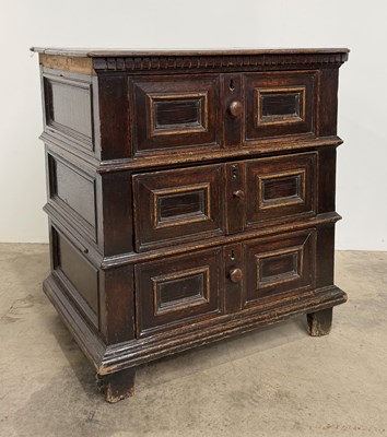 Lot 460 - A 17th century style small oak chest of...