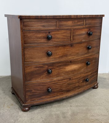 Lot 464 - A 19th century bow front, mahogany chest of...