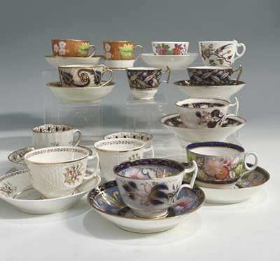 Lot 17 - A collection of English porcelain tea ware,...