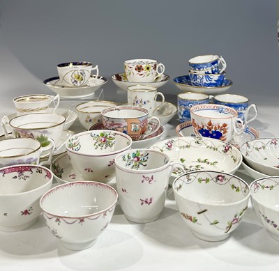 Lot 13 - A collection of English porcelain tea ware,...