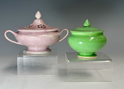 Lot 87 - Ruskin Pottery, a pink lustre glazed twin...