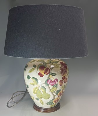 Lot 177 - A table lamp with shade, ceramic body, bulbous...