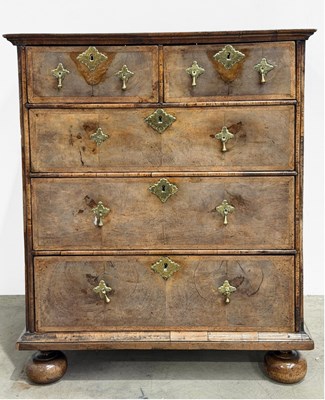 Lot 508 - A 17th century walnut chest of drawers: a...