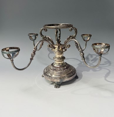 Lot 141 - A part Sheffield silver plated, four branched...