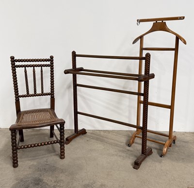 Lot 513 - A late 19th century bobbin turned, stained...