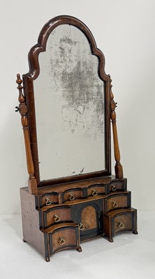 Lot 467 - A Queen Anne walnut dressing table mirror:...
