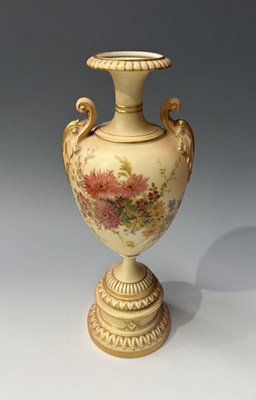 Lot 115 - A Royal Worcester, blush ivory twin-handled...