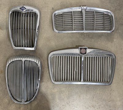 Lot 48 - Four British chrome car grills, a Riley, MG...