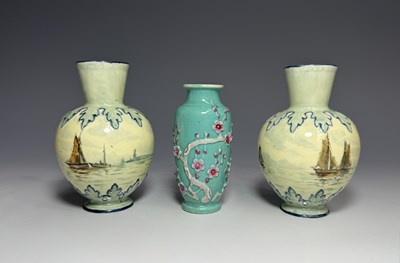Lot 110 - A Pair of Royal Crown Derby vases, funnel neck...
