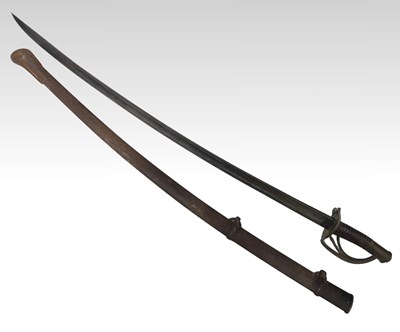 Lot 138 - A large cavalry sabre sword, curved blade and...