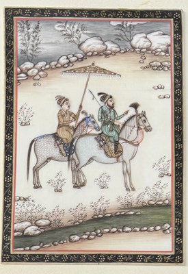 Lot 344 - An Indian Mughal-type portrait miniature on...