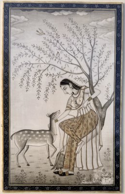 Lot 343 - An Indian Mughal-type watercolour portrait...