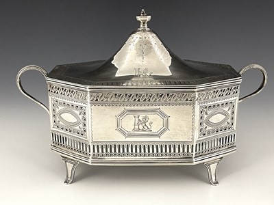Lot 104 - A George III Neoclassical silver octagonal...
