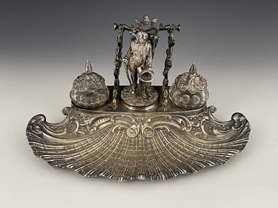 Lot 1 - A plated metal desk stand, of heavy gauge,...