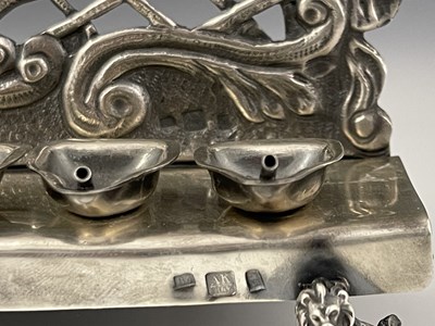 Lot 48 - A Russian silver coloured metal Hanukkah lamp,...