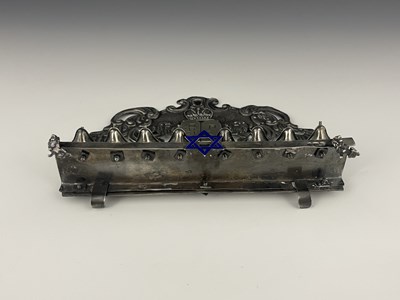 Lot 48 - A Russian silver coloured metal Hanukkah lamp,...