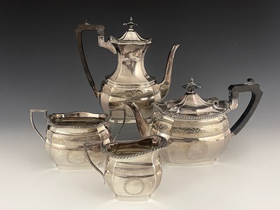 Lot 7 - A twentieth century plated four-piece tea and...