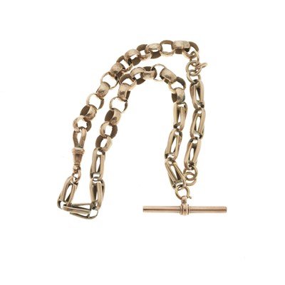 Lot 18 - A 9ct gold fancy-link Albert chain