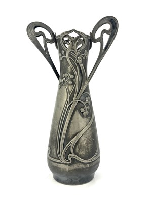 Lot 170 - WMF, a Jugendstil silver plated vase, twin...
