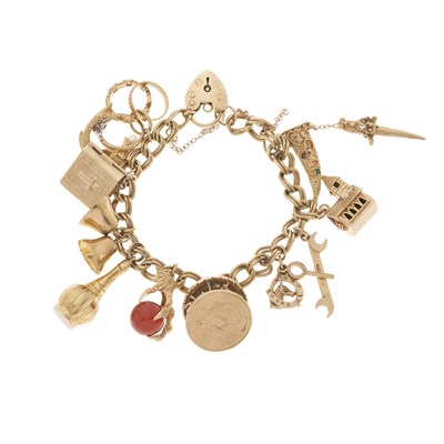 Lot 49 - A mid 20th century 9ct charm bracelet