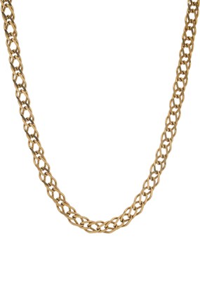 Lot 100 - A 9ct gold flat curb-link necklace
