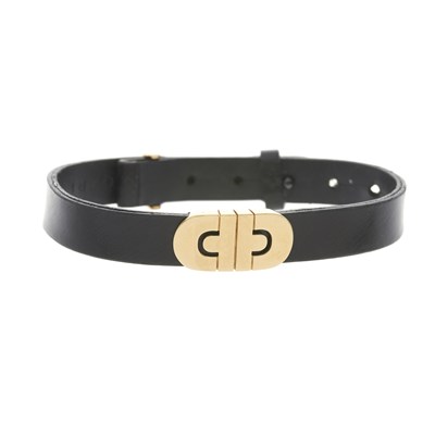 Lot 69 - Bulgari, an 18ct gold and leather Parentesi bracelet