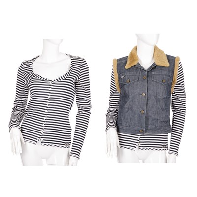 Lot 288 - Burberry, a denim gilet and striped top, the...