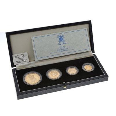 Lot 212 - A 1989 proof four-coin sovereign, marking the 500th anniversary of the first gold sovereign