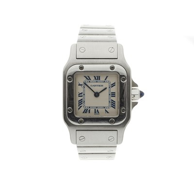 Lot 256 - Cartier, a stainless steel Santos bracelet watch